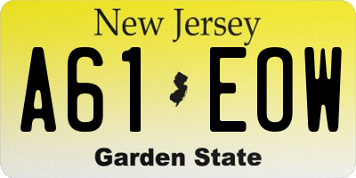 NJ license plate A61EOW