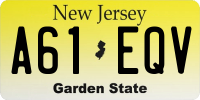 NJ license plate A61EQV