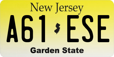 NJ license plate A61ESE
