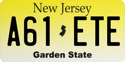 NJ license plate A61ETE