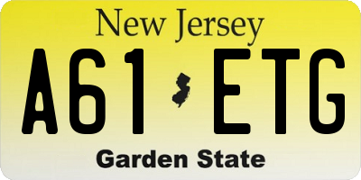 NJ license plate A61ETG