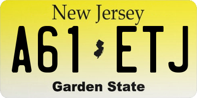 NJ license plate A61ETJ