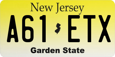 NJ license plate A61ETX