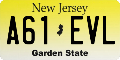 NJ license plate A61EVL