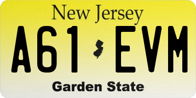 NJ license plate A61EVM