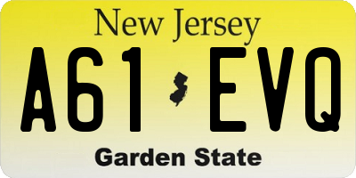NJ license plate A61EVQ