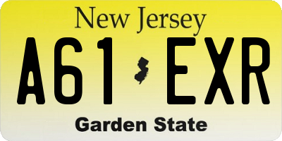 NJ license plate A61EXR