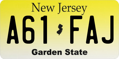 NJ license plate A61FAJ