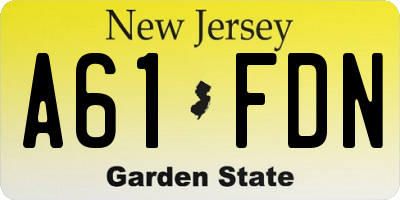 NJ license plate A61FDN