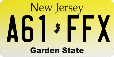 NJ license plate A61FFX
