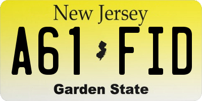 NJ license plate A61FID