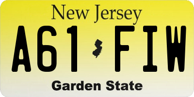 NJ license plate A61FIW