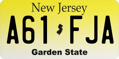 NJ license plate A61FJA