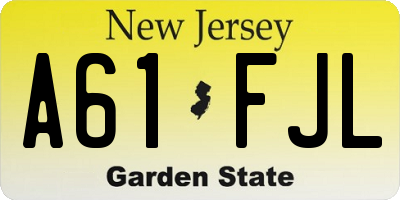 NJ license plate A61FJL
