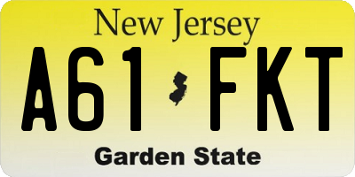 NJ license plate A61FKT