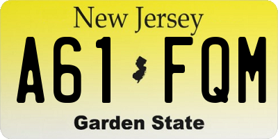 NJ license plate A61FQM