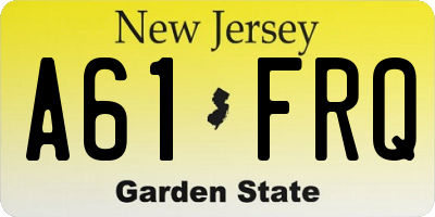 NJ license plate A61FRQ