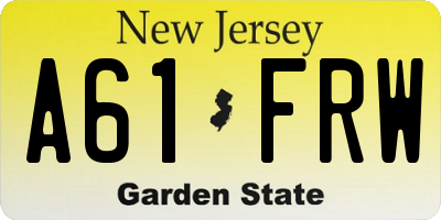 NJ license plate A61FRW