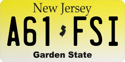 NJ license plate A61FSI
