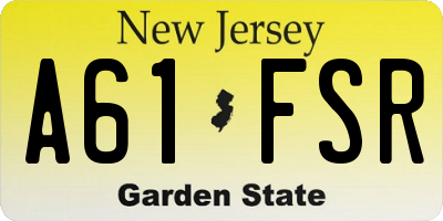NJ license plate A61FSR