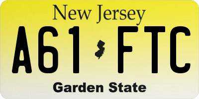 NJ license plate A61FTC