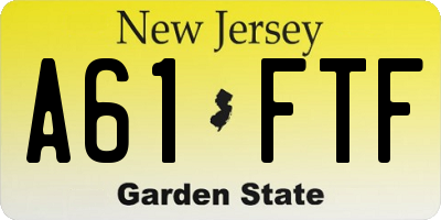 NJ license plate A61FTF