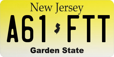 NJ license plate A61FTT
