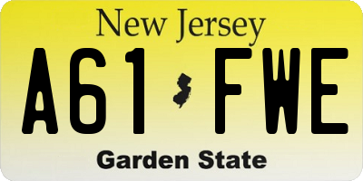 NJ license plate A61FWE
