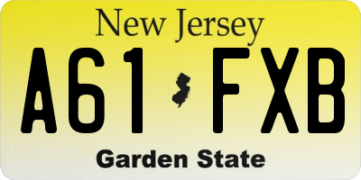 NJ license plate A61FXB