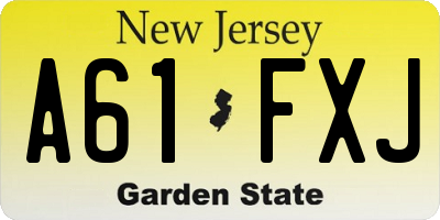 NJ license plate A61FXJ