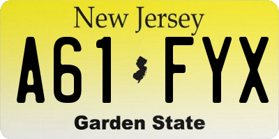 NJ license plate A61FYX
