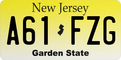 NJ license plate A61FZG