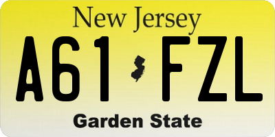 NJ license plate A61FZL