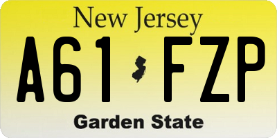 NJ license plate A61FZP