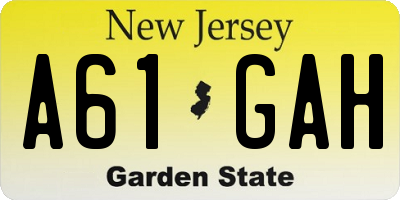 NJ license plate A61GAH