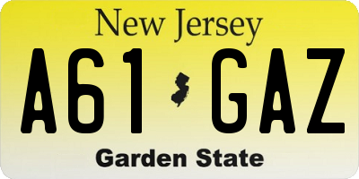 NJ license plate A61GAZ