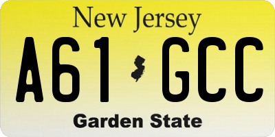 NJ license plate A61GCC