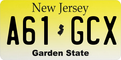 NJ license plate A61GCX