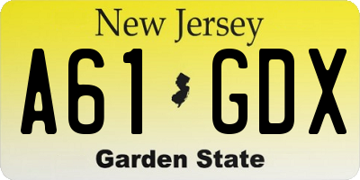NJ license plate A61GDX