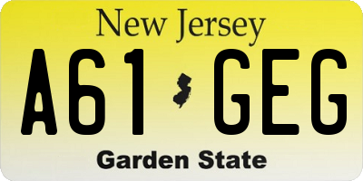 NJ license plate A61GEG
