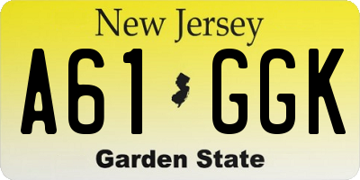 NJ license plate A61GGK