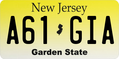 NJ license plate A61GIA