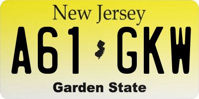 NJ license plate A61GKW