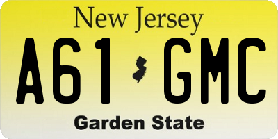NJ license plate A61GMC