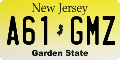 NJ license plate A61GMZ