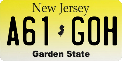 NJ license plate A61GOH