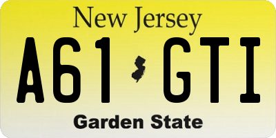 NJ license plate A61GTI