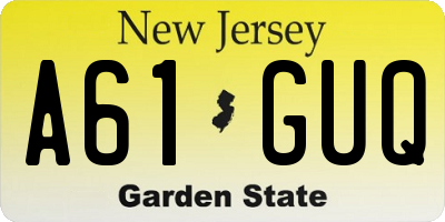 NJ license plate A61GUQ