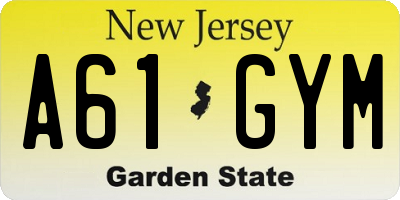 NJ license plate A61GYM