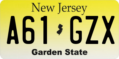 NJ license plate A61GZX